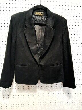 Vintage Porsha By Winer Black Wool Single-Button Blazer Jacket